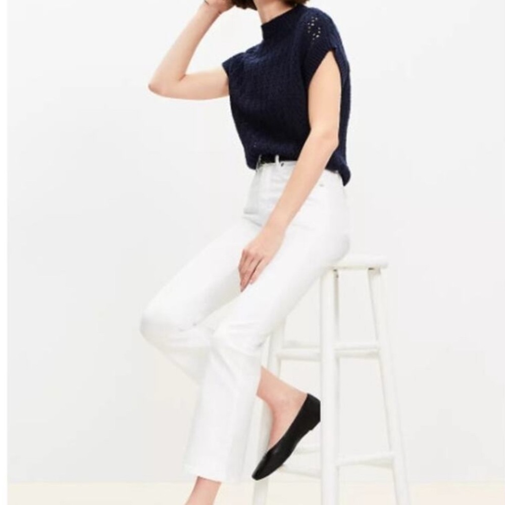 LOFT White High-Rise Kick CropJeans